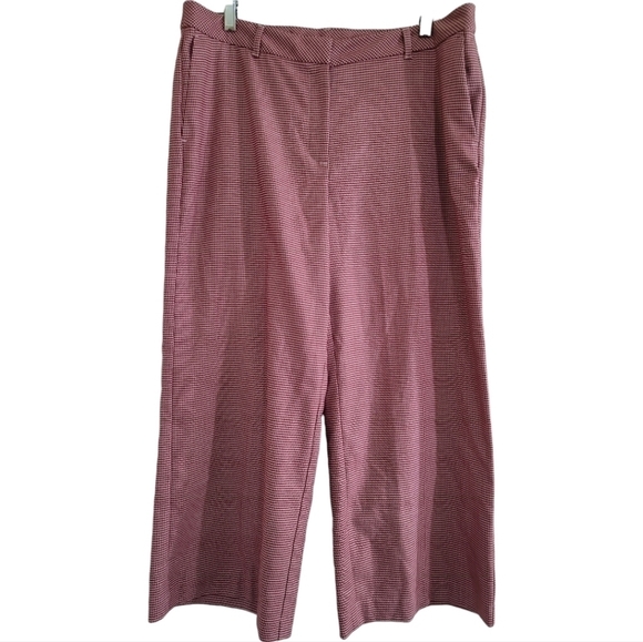 J. Jill Red Houndstooth Cropped Wide Leg Pants 14 - Picture 1 of 6